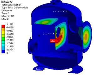 FEA stress analysis on pressure vessel